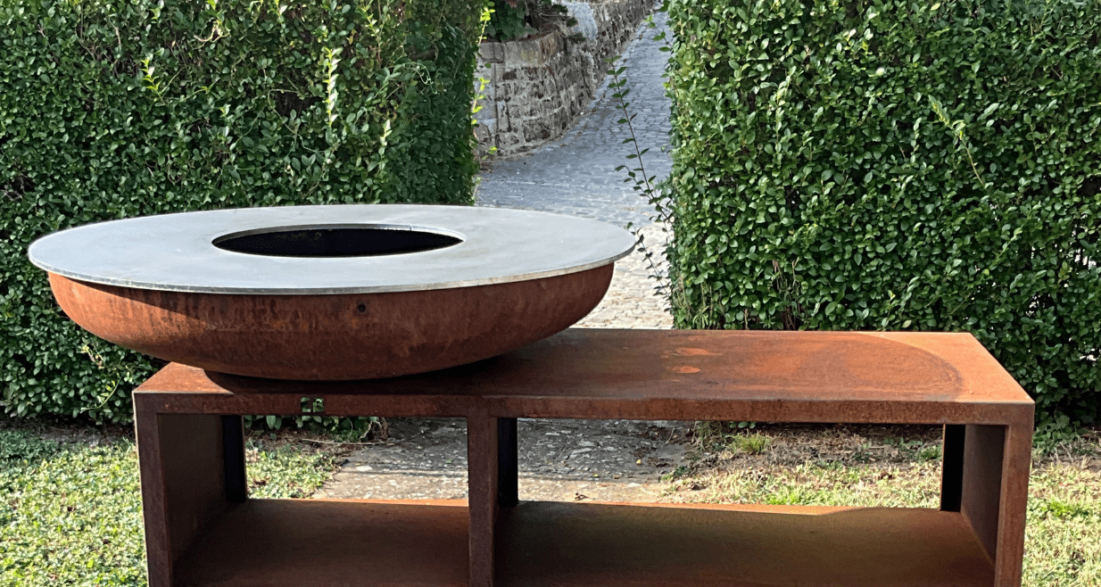 brasero en acier corten tendance