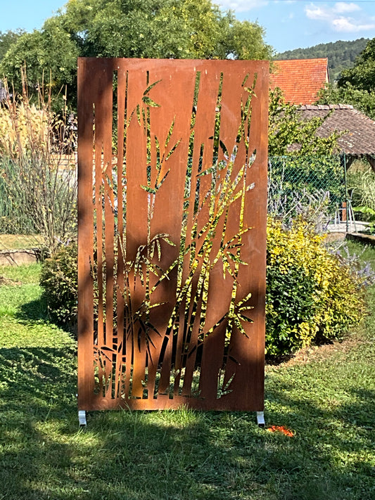 Panneau Brise-Vue en Acier Corten – Motif Bambou