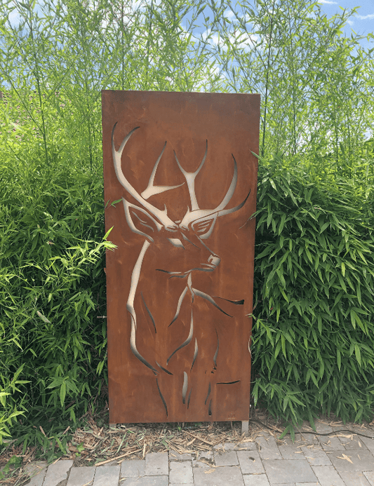 Panneau Acier Corten Jardin - Motif Cerf