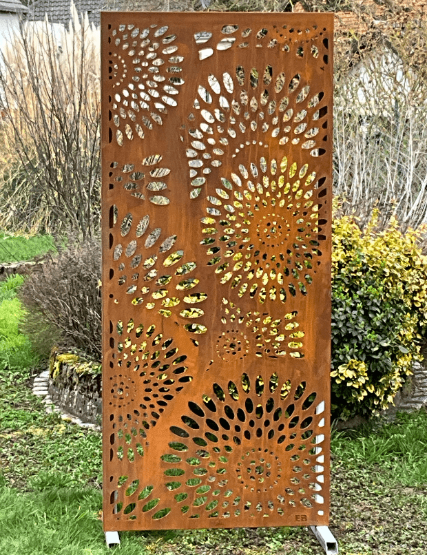 Panneau-brise-vue-corten-Motif-floral-min