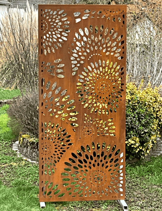 Panneau-brise-vue-corten-Motif-floral-min