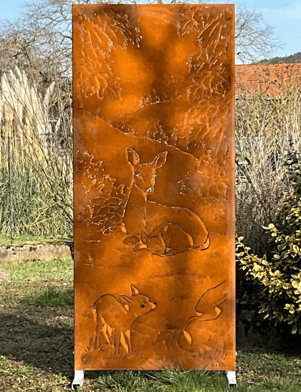 Panneau en Acier Corten Brise Vue - Biche