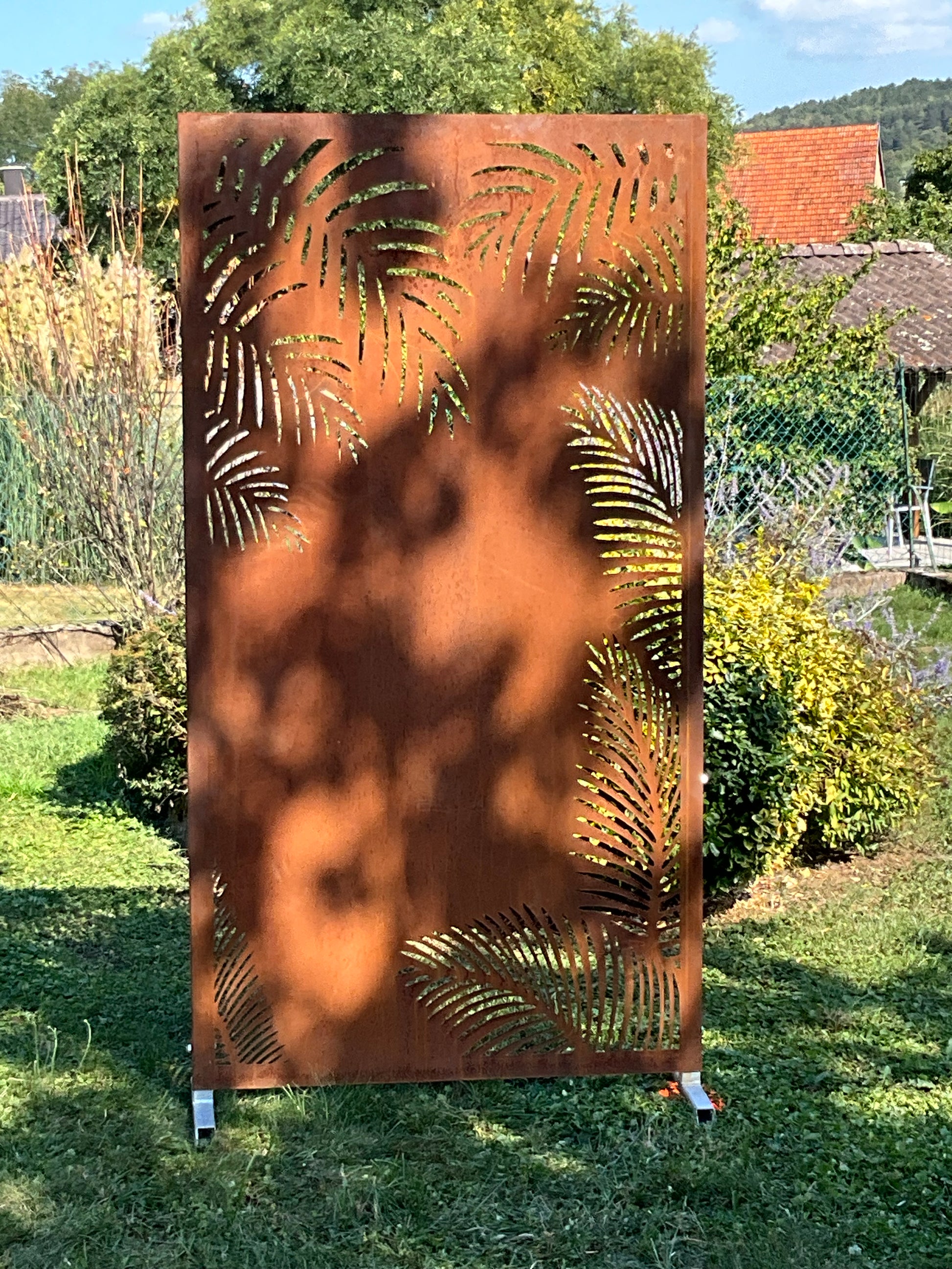 Panneau Brise-Vue en Acier Corten – Motif Palmier