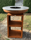 brasero en acier corten avec meuble design extérieur sans réhausse