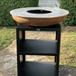 brasero en acier corten avec meuble design laqué extérieur sans réhausse 