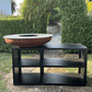 brasero en acier corten avec meuble design laqué extérieur sans réhausse 600x1500x780mm